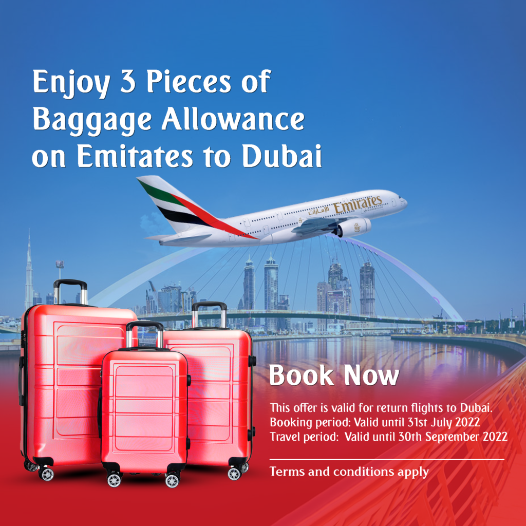 Book Now and Enjoy 3 Pieces of Baggage Allowance on Flights to Dubai web